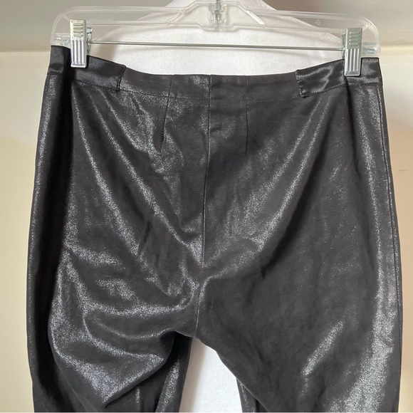 Alice + Olivia x Scoop Faux Leather Metallic Shimmer Black Leggings size 6 - Picture 8 of 11